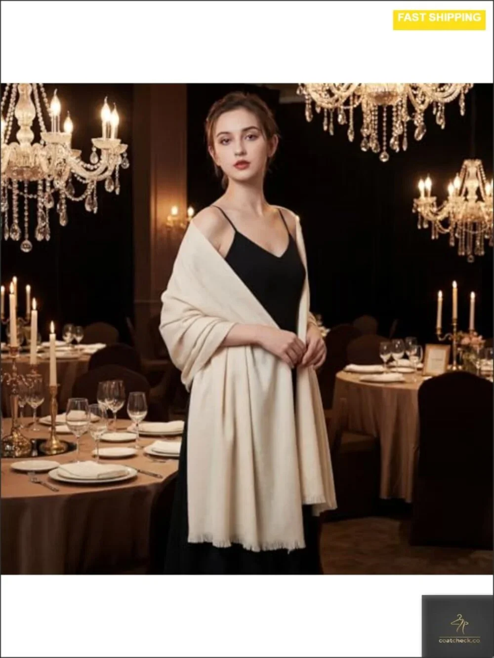 Wool Blend Pashmina Shawl Wrap for Women Evening Dress Wedding Oversized Tassel